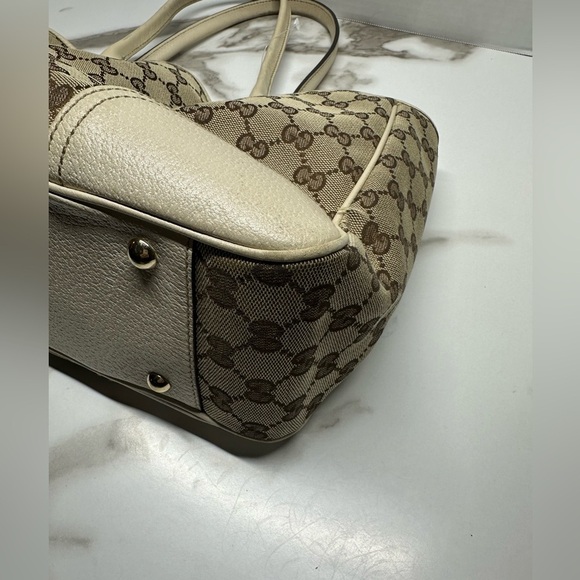 Authentic GUCCI Princy Web Sherry Line Canvas Leather Tote w/COA - Picture 6 of 12